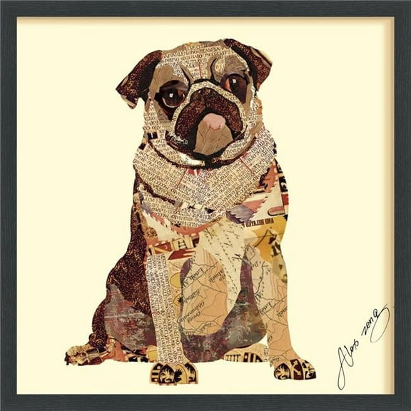 Empire Art Direct 'My Puggy' Alex Zeng's dimensional collage,under glass & a black shadow box frame