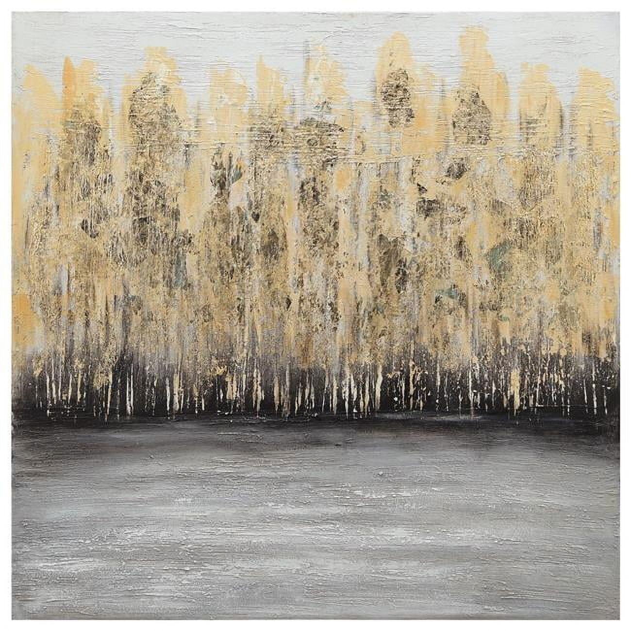 Golden Trees Abstract Oil Painting on Canvas, 36" x 36"