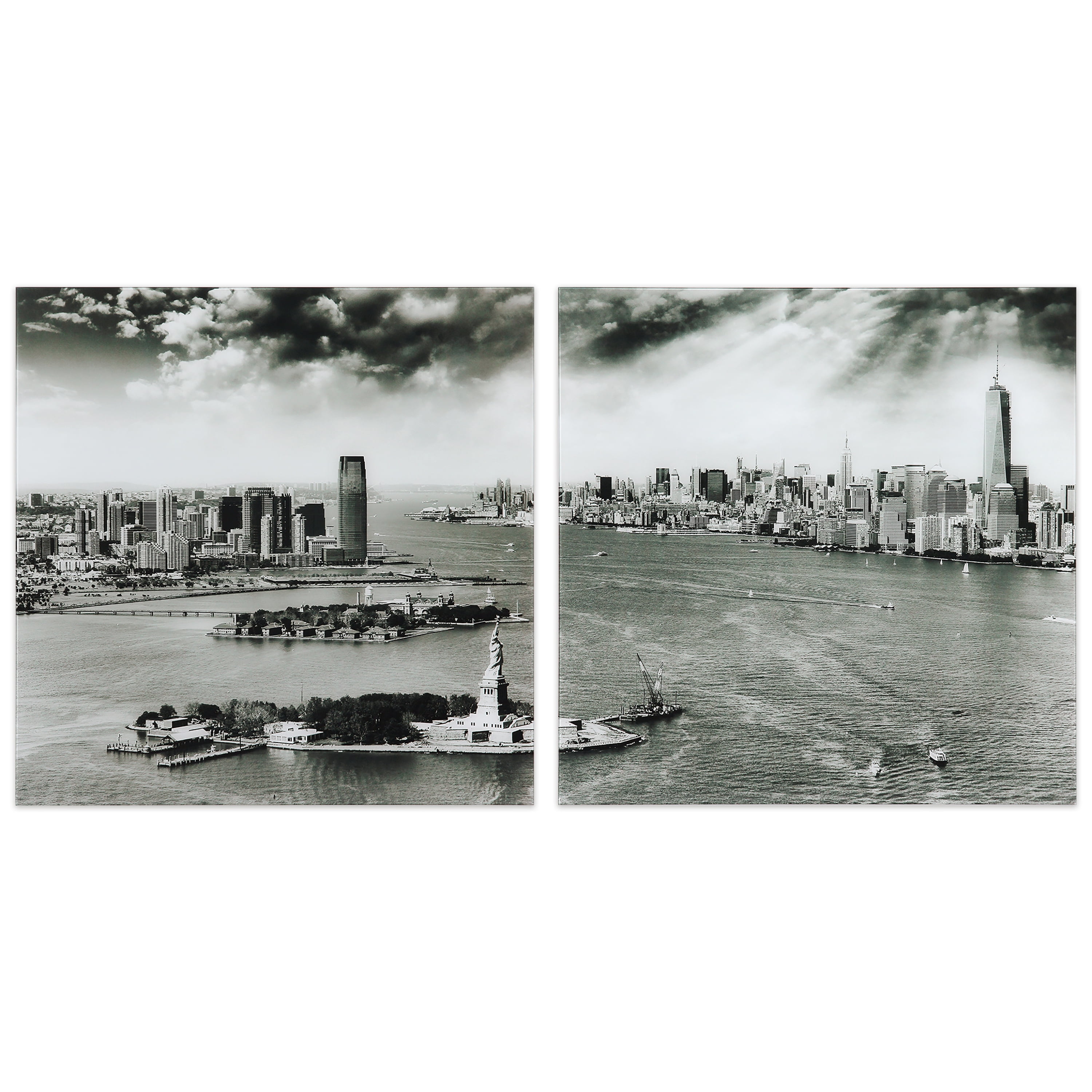 Empire Art Direct New York Skyline A & B Frameless Free Floating Tempered Glass Panel Graphic Wall Art, 36" x 36" each, Ready to Hang
