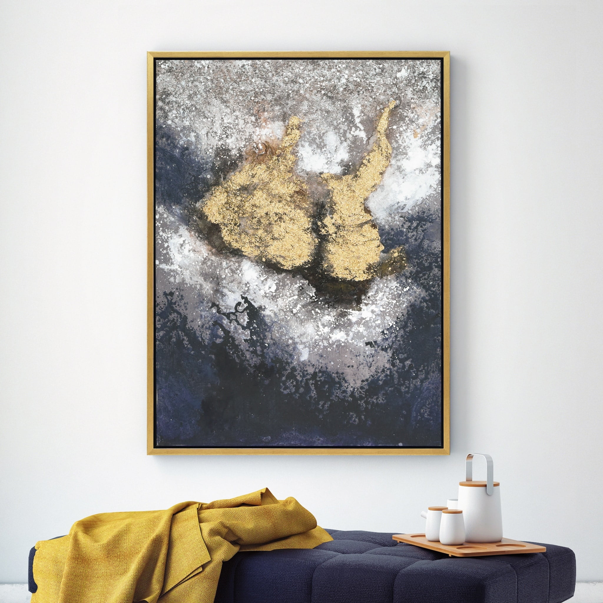 Nourishment Gold and Silver Abstract Hand Painted Canvas Art
