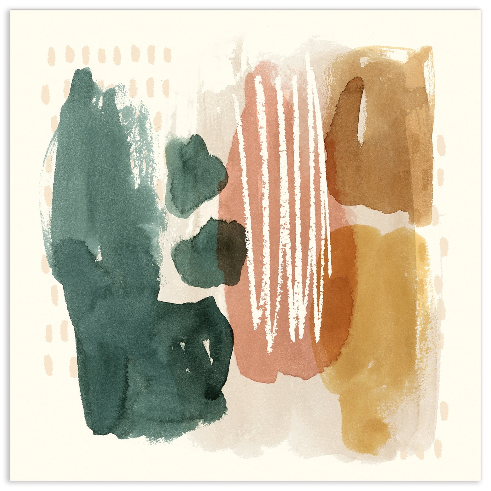 Ochre Echo III Abstract Colorful Frameless Tempered Glass Wall Art, 38" x 38"