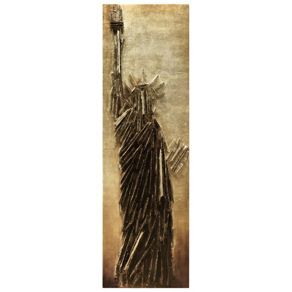 Empire Art Direct PMO-130318-7222 Handed Painted Rugged Wooden Wall Sculpture  with Gold Leaf - Liberty