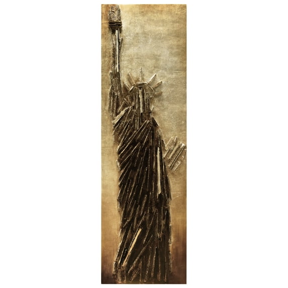 Empire Art Direct PMO-130318-7222 Handed Painted Rugged Wooden Wall Sculpture with Gold Leaf - Liberty