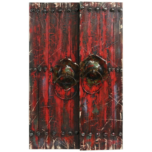 Empire Art Direct PMO-130322-4730 Primo Mixed Media Hand Painted Iron Wall Sculpture - Antique Wooden Doors 1