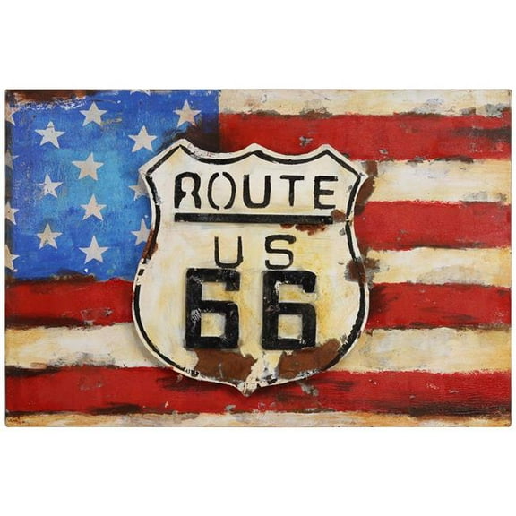 Empire Art Direct PMO-150103B-1624 American Route 66 Mixed Media Iron Hand Painted Dimensional Wall Art