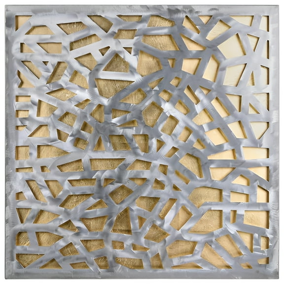 Empire Art Direct PSL-19308-3232 'Gold Enigma' Polished Steel Gold Leaf 3D Abstract Metal Wall Art