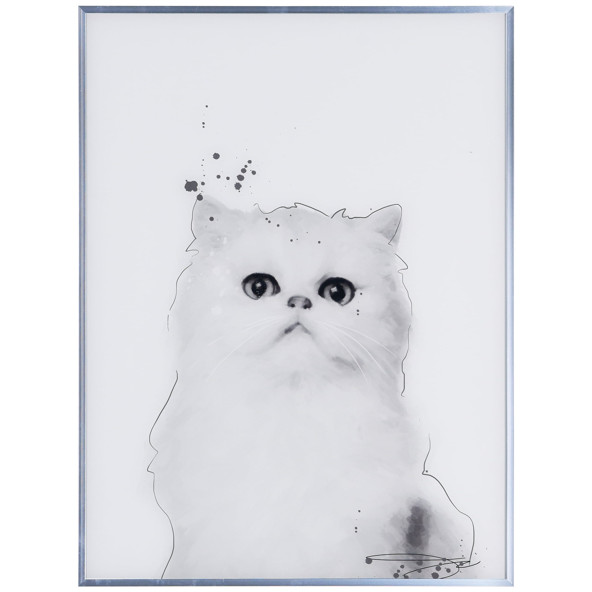 Empire Art Direct Persian Black and White Pet Paintings on Reverse Printed  Glass Framed Cat Wall Art, 24 x 18 x 1, Ready to Hang 