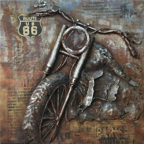 Empire Art Direct  Primo Mixed Media Hand Painted Iron Wall Sculpture - Motorcycle 1