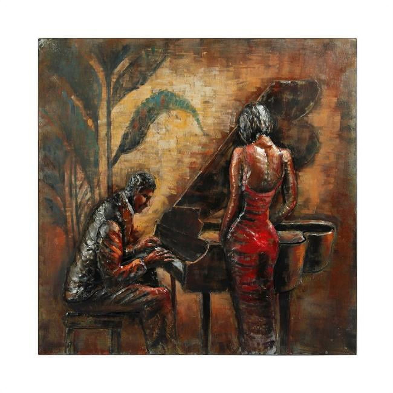 Romantic Hand Painted Iron Wall Sculpture in Mixed Media