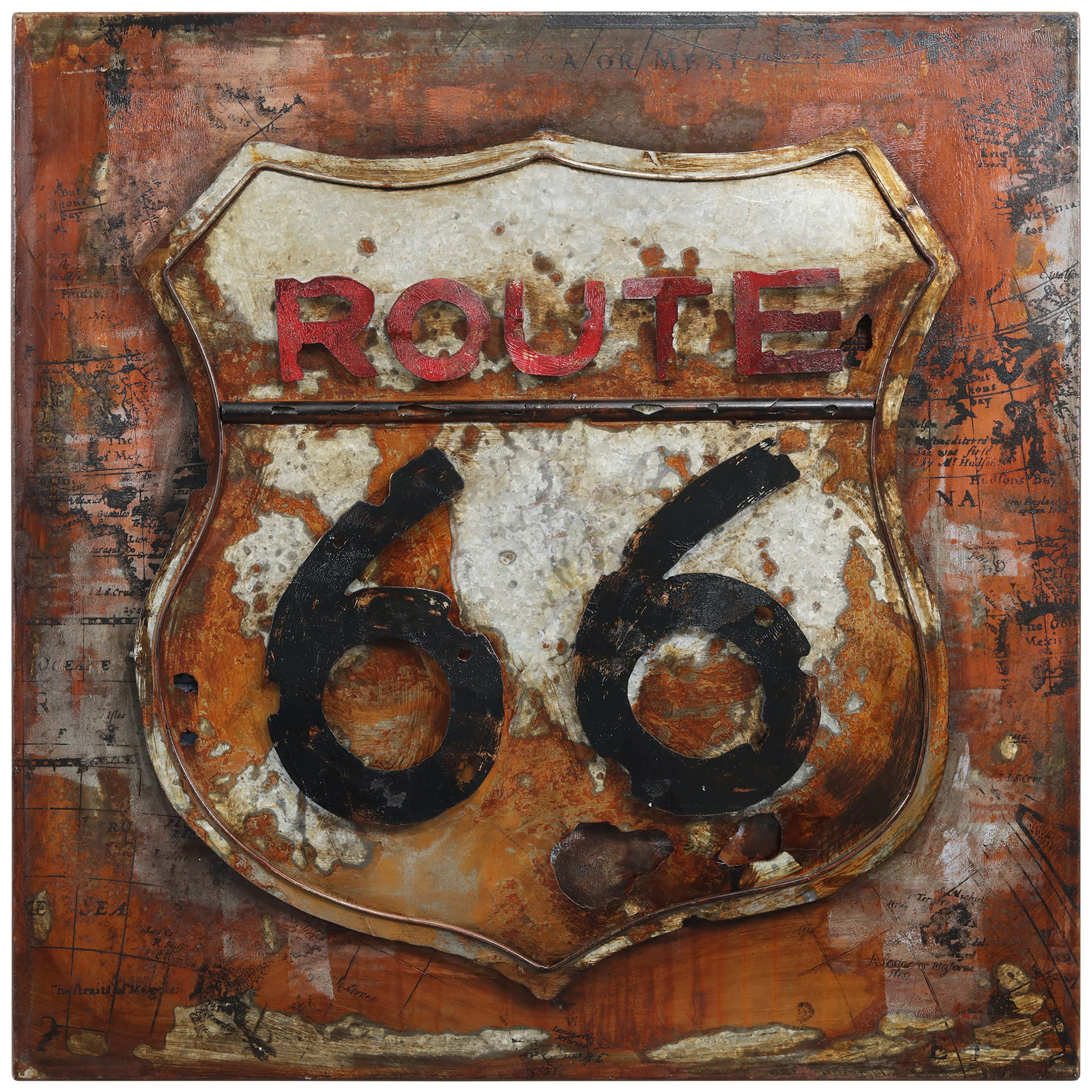 Empire Art Direct PMO-120722-3232 Primo Mixed Media Hand Painted Iron Wall Sculpture - Route 66