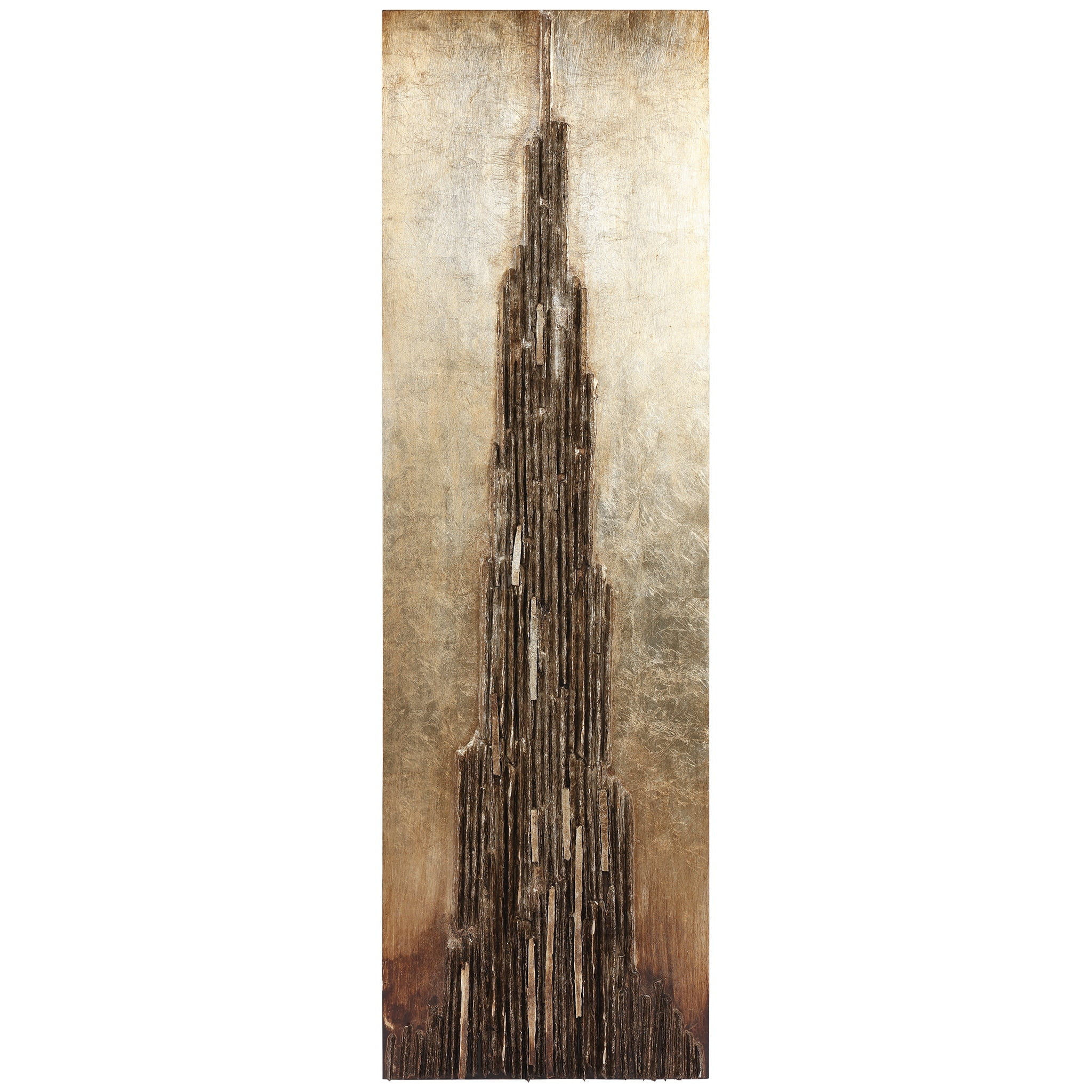 Stratified 72" x 22" Gold and Brown Mixed Media Wall Sculpture