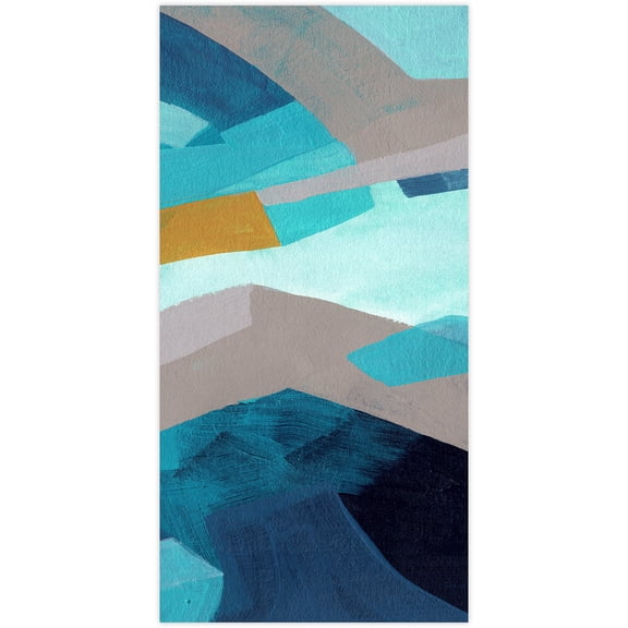 Empire Art Direct Puzzle Blues C Frameless Free Floating Tempered Glass Panel Graphic Wall Art, 72" x 36" x 0.2", Ready to Hang