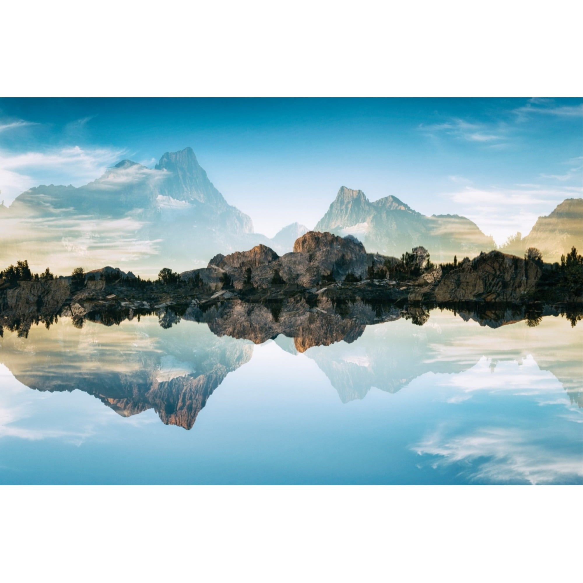 Quiet Waters Blue Tempered Glass Landscape Wall Art, 51" x 36"