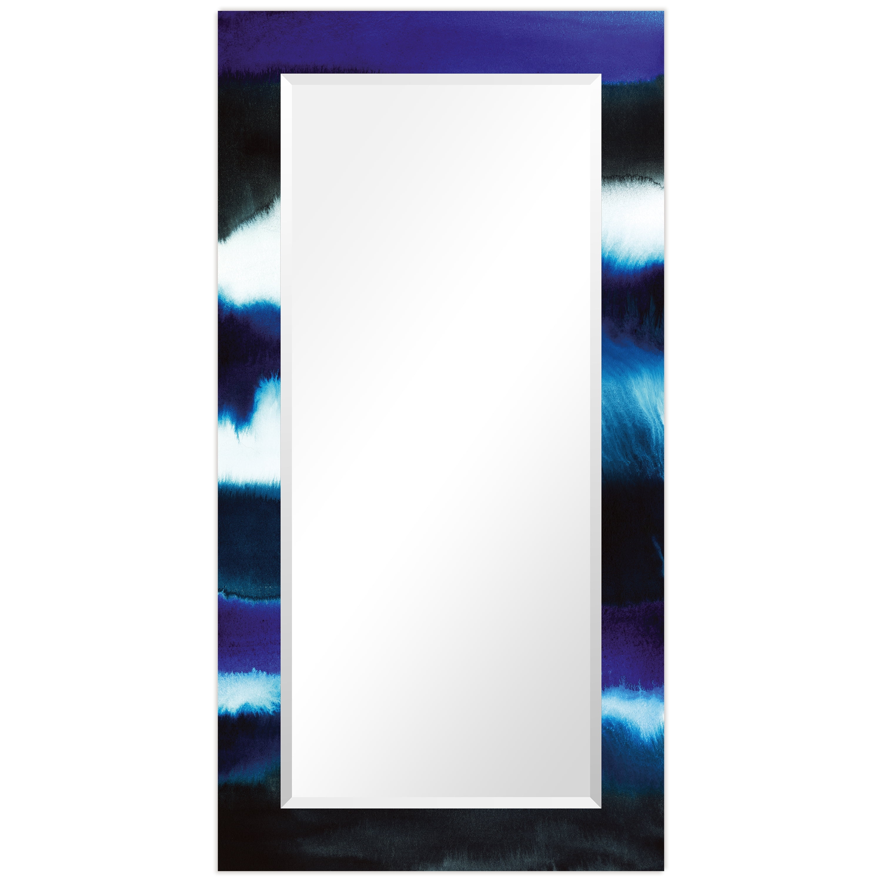 Empire Art Direct Run Off Rectangular Beveled Mirror on Free Floating Printed Tempered Art Glass - Clear - 54" x 28"