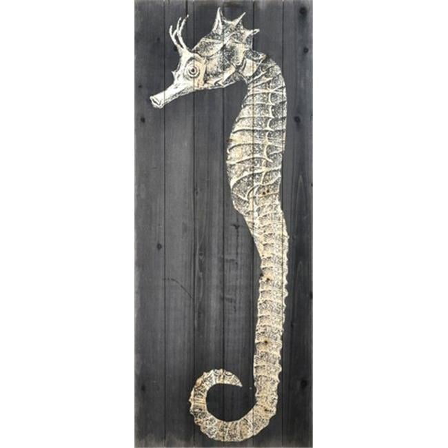 Seahorse B Natural Fir Wood Wall Art, 60" x 24"