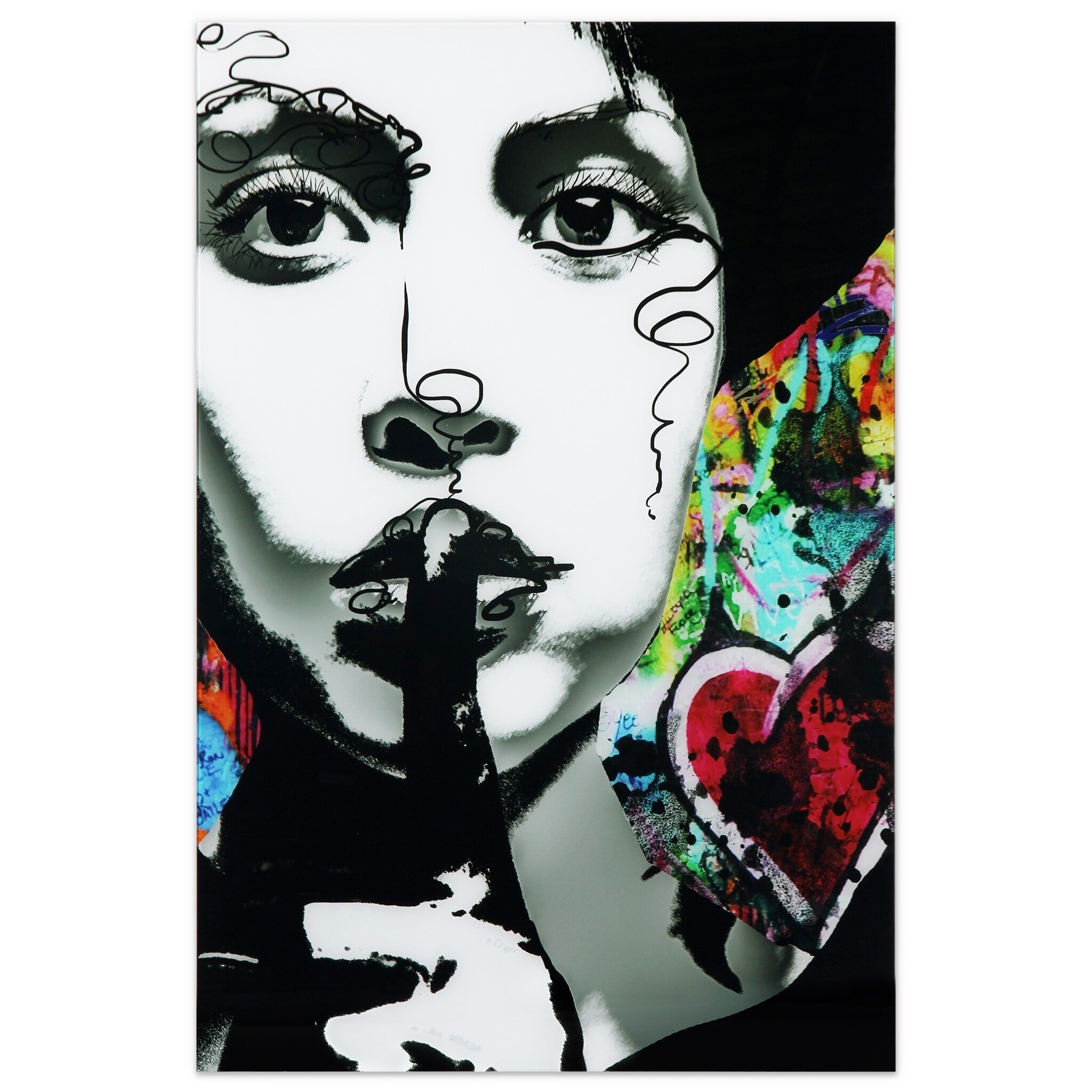 Secrets Abstract Multicolor Tempered Glass Wall Art, 48" x 32"