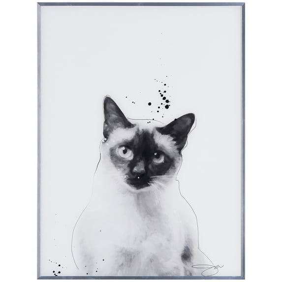 Empire Art Direct Siamese Black and White Pet Paintings on Reverse ...