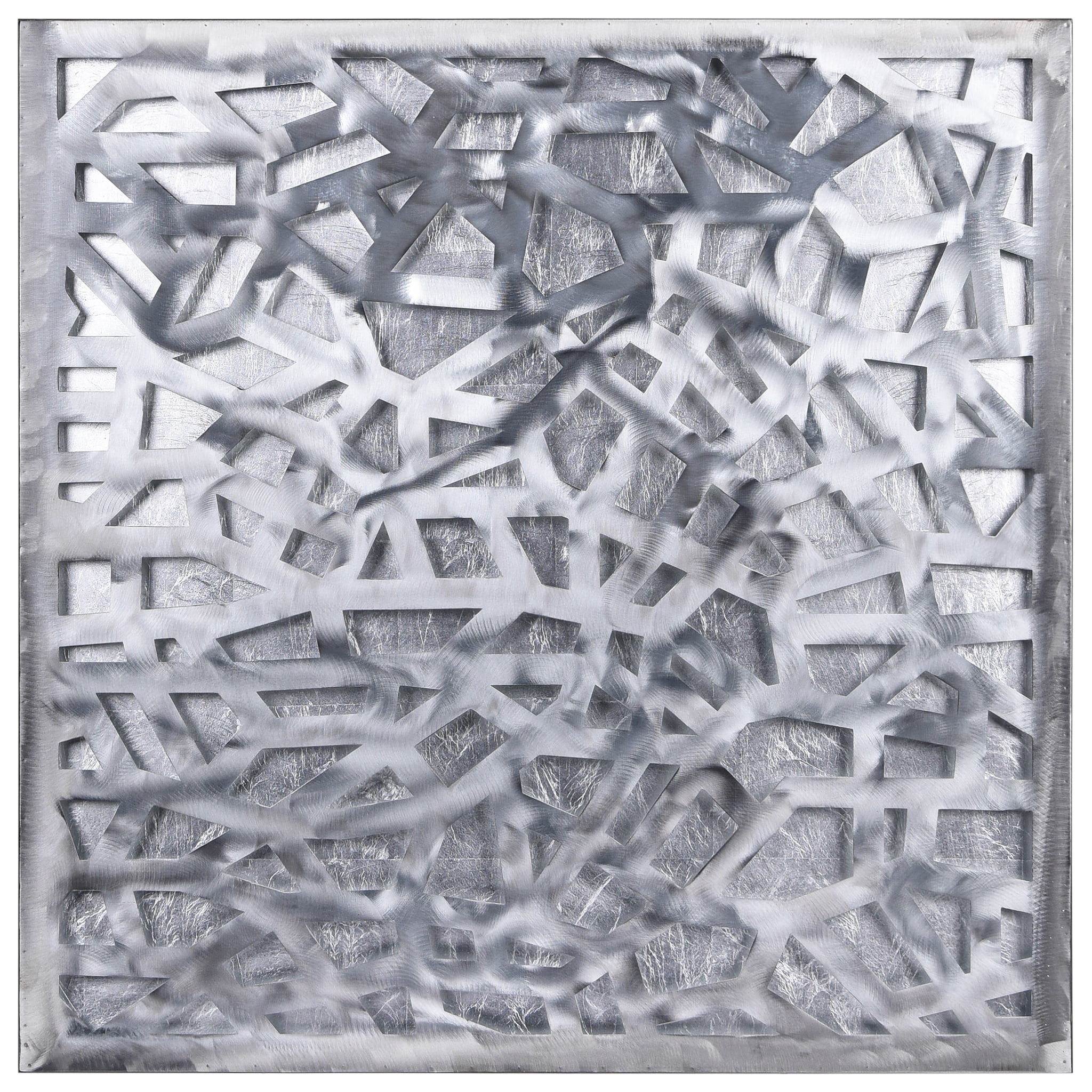 Silver Enigma 32" Polished Steel Abstract Wall Sculpture