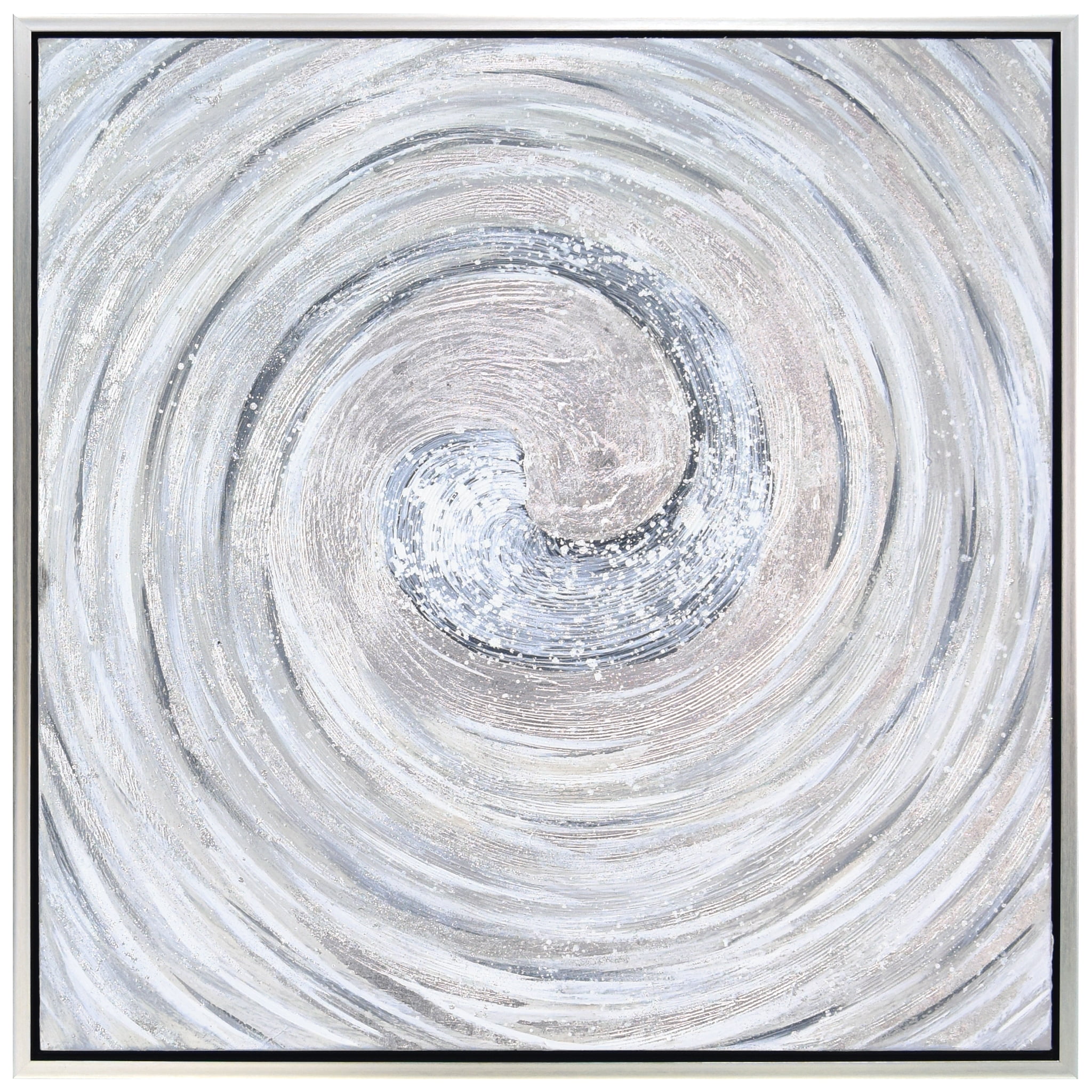 Silver Swirl Textured Abstract Canvas Wall Art, 36" x 36"
