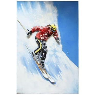 Empire Art Direct Empire Art"Skiing"Primo Mixed Media Hand Painted Iron Wall Sculpture