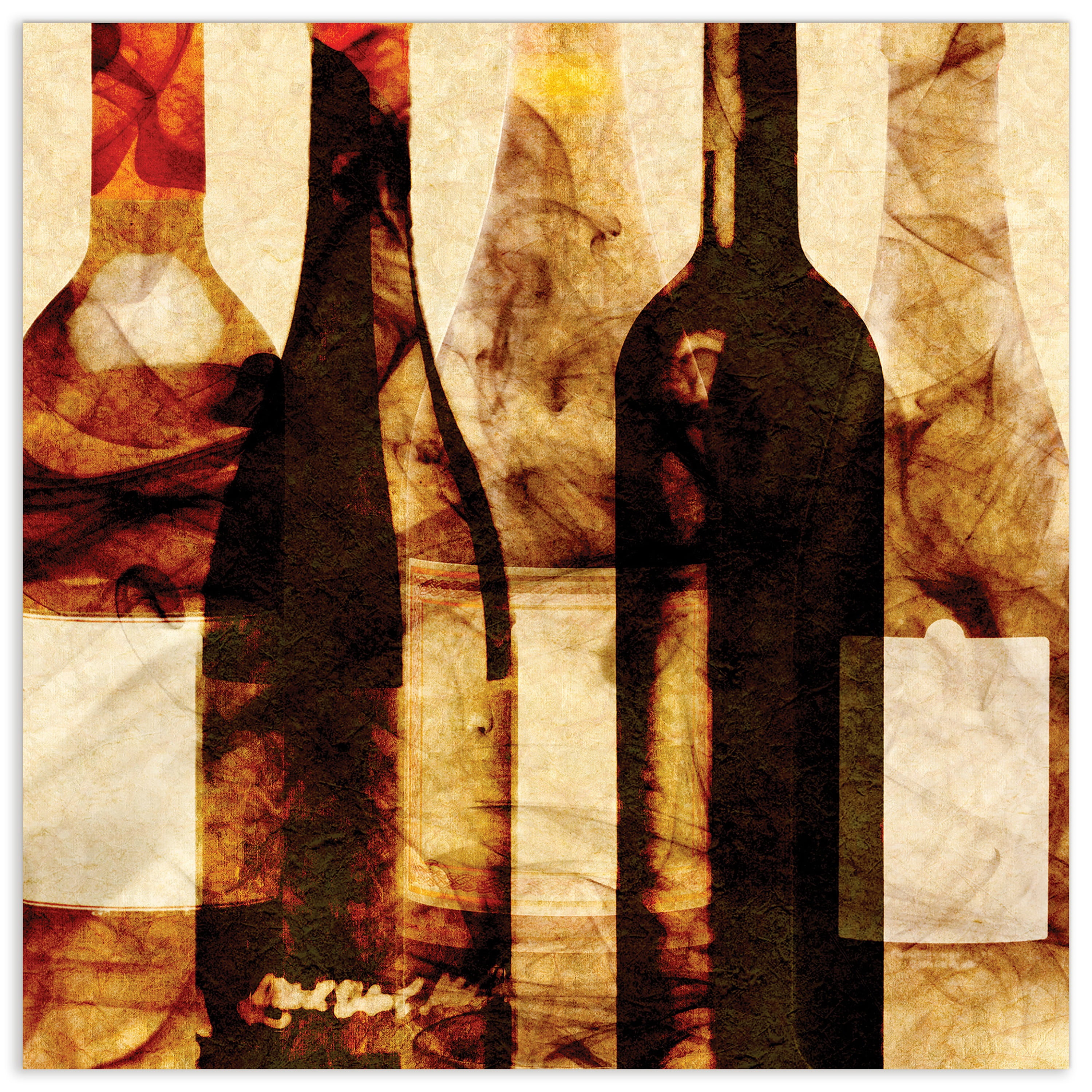 Empire Art Direct Smokey Wine 3 Frameless Free Floating Tempered Glass Panel Graphic Wall Art, 38" x 38" x 0.2", Ready to Hang