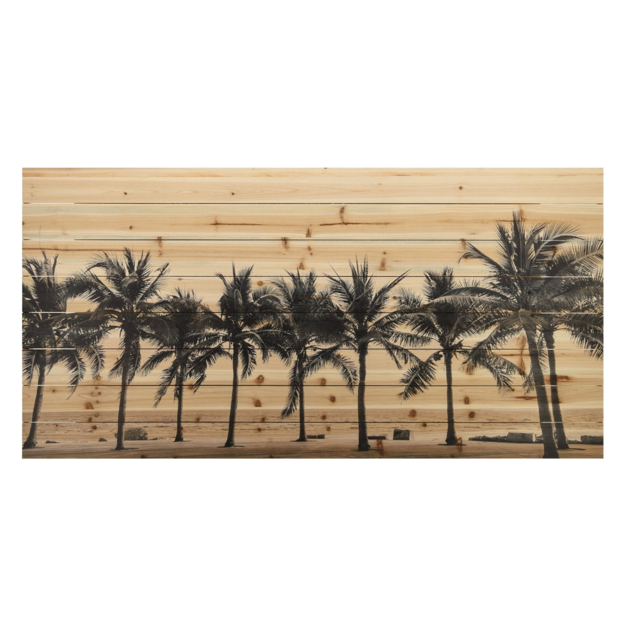 Solitary Beach Black and Beige Solid Fir Wood Wall Art
