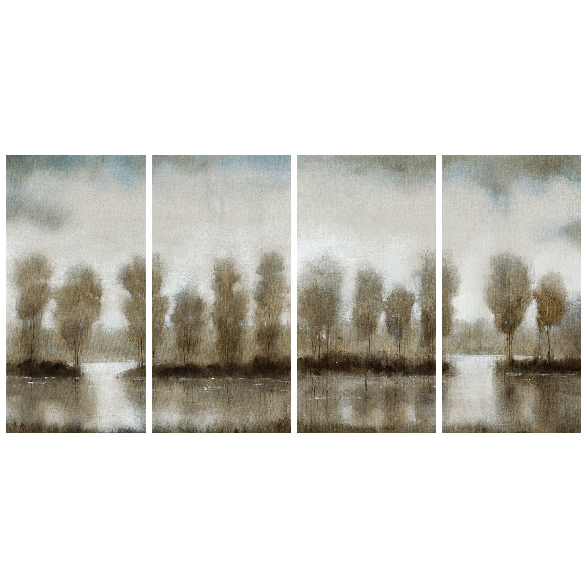 Empire Art Direct Subtle Reflection A-D Frameless Free Floating Tempered Glass Panel Graphic Wall Art, 48" x 24" each, Ready to Hang