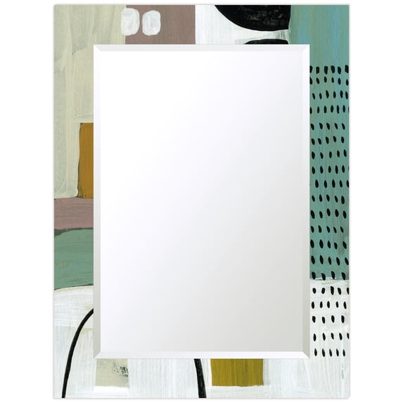 Empire Art Direct Introductions Rectangular Beveled Mirror on Free Floating Printed Tempered Art Glass - Clear - 40" x 30"