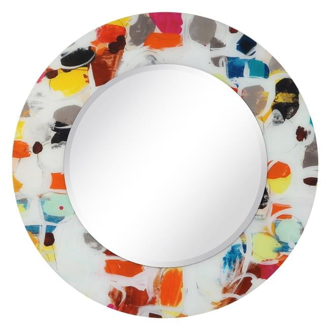 Empire Art Direct TAM-79857-48R 48 Round Party with 36 in Round Beveled Mirror Reverse Printed Tempered glass Art Mirror