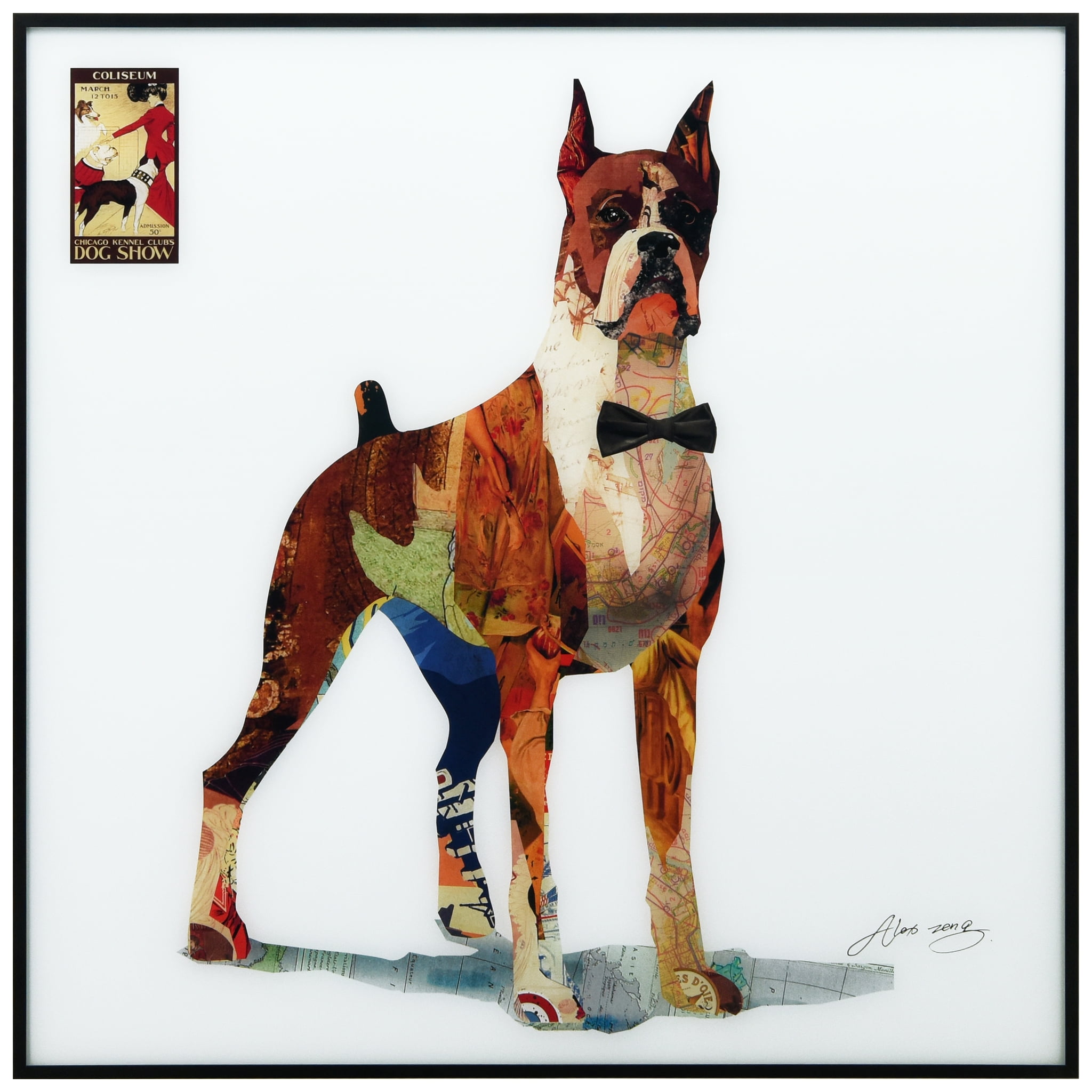 Empire Art Direct Doberman B and W Pet Paintings on Printed Glass Encased  with a Gunmetal Anodized Frame Animal Art Print, 24 in. x 18 in.  AAGB-JP1044-2418 - The Home Depot