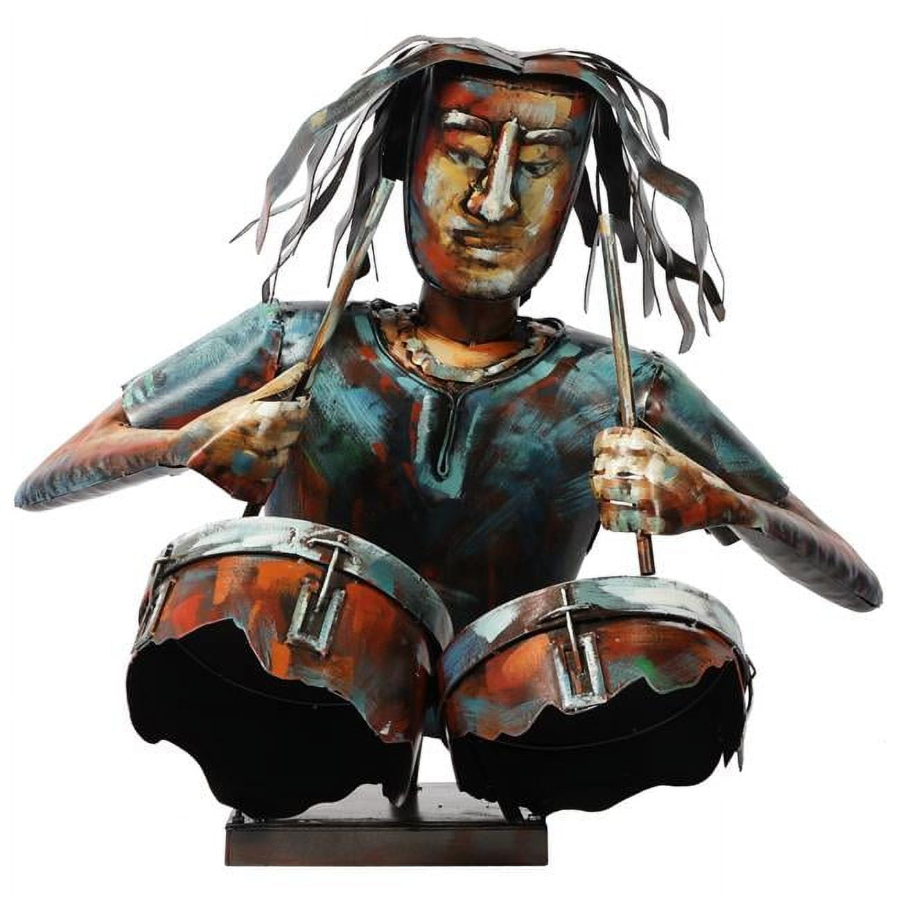 Hand-Painted Iron Drummer Sculpture with Colorful Finish