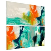 Empire Art Direct Tidal Abstract 1 & 2 Frameless Free Floating Tempered Glass Panel Graphic Wall Art, 24" x 48" each, Ready to Hang