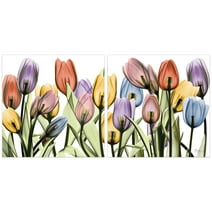 Empire Art Direct Tulip Scape x-ray I & II Frameless Free Floating Tempered Glass Panel Graphic Wall Art, 24" x 24" each, Ready to Hang