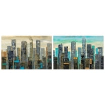 Empire Art Direct Urban Lights I & II Frameless Free Floating Tempered Glass Panel Graphic Wall Art, 48" x 32" each, Ready to Hang