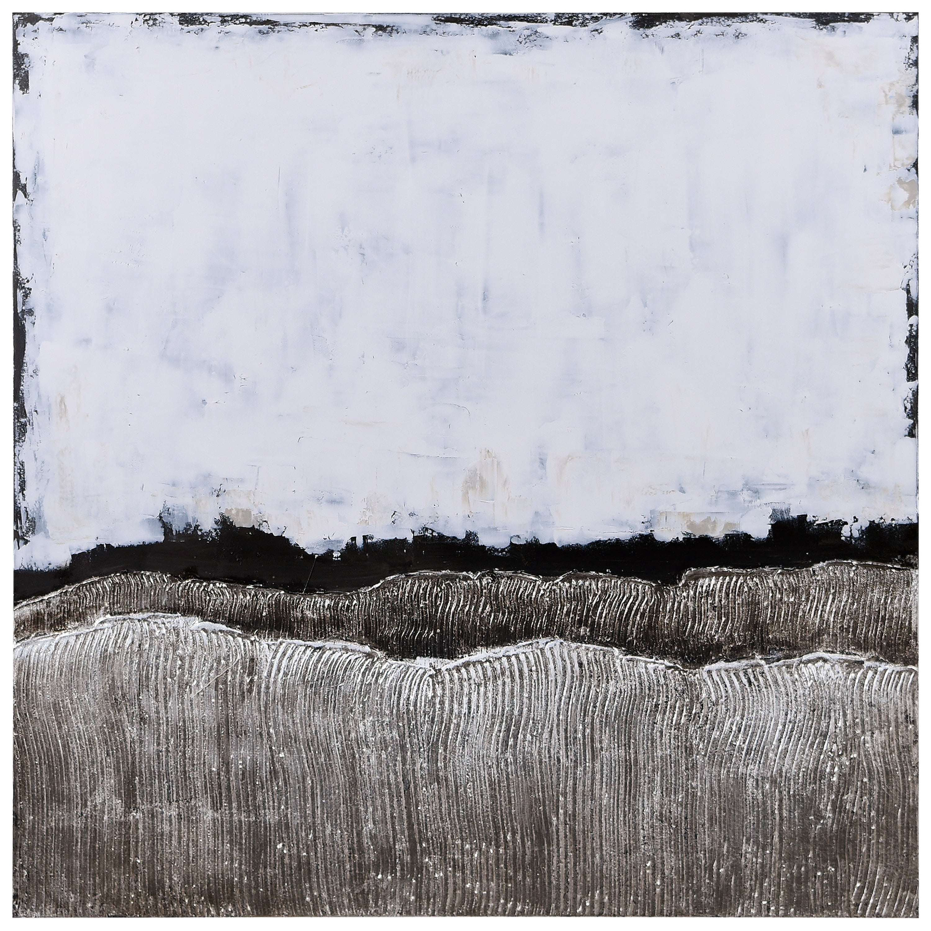 Empire Art Direct White Atmosphere Textured Metallic Hand Painted Wall Art, 48" x 48" x 2", Ready to Hang
