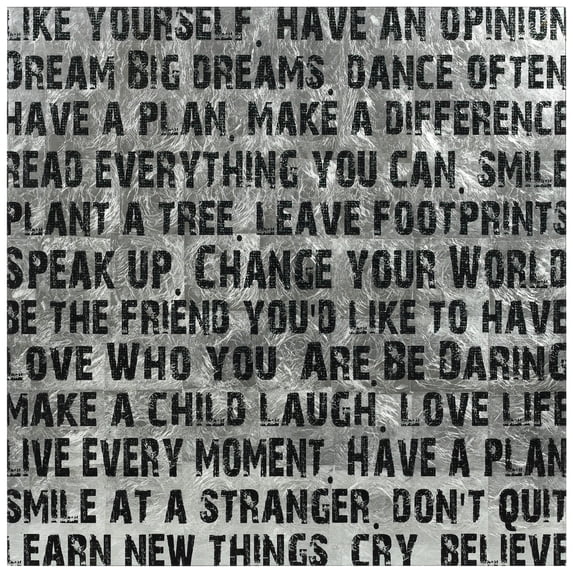 Empire Art Direct Words Reverse Printed Tempered Glass with Silver Leaf Wall Art, 38" x 38" x 0.2", Ready to Hang