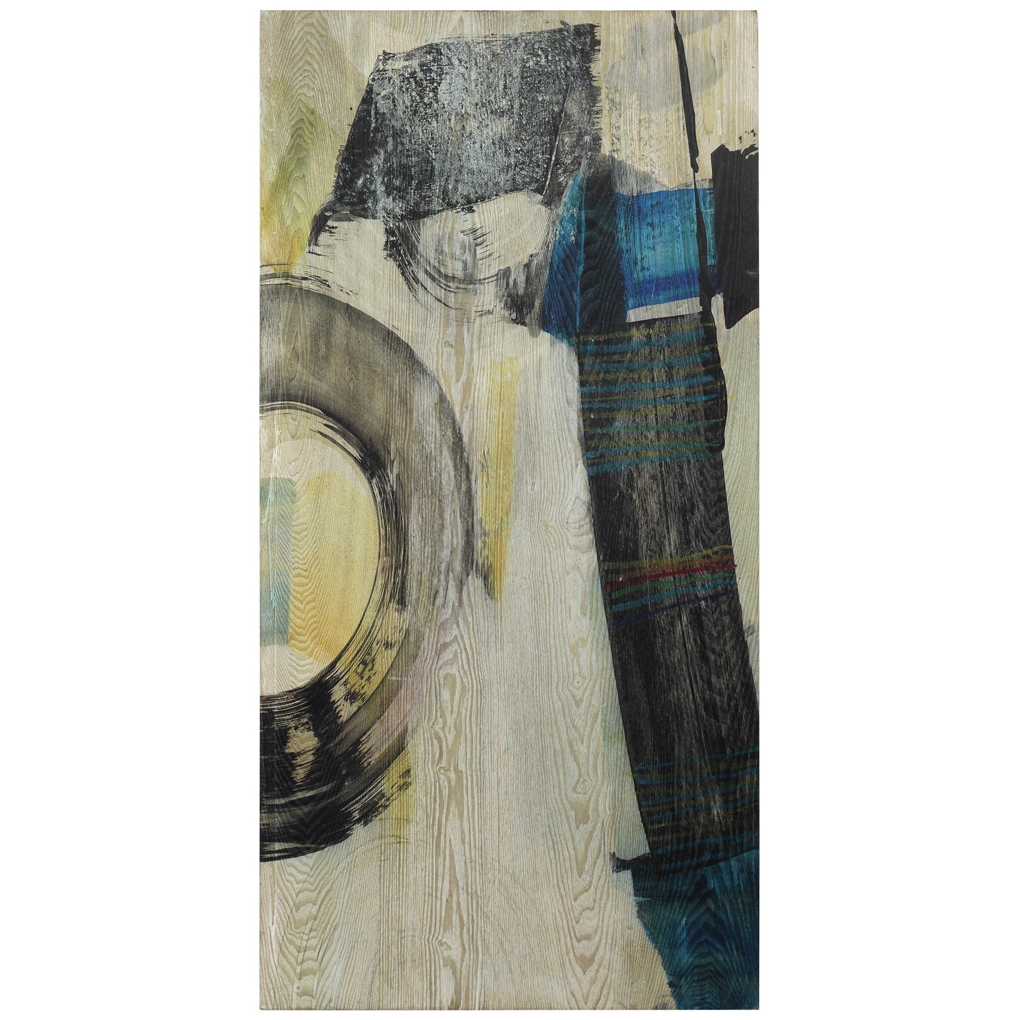 Kabuki II Multicolor Abstract Print on Solid Ash Wood Panel