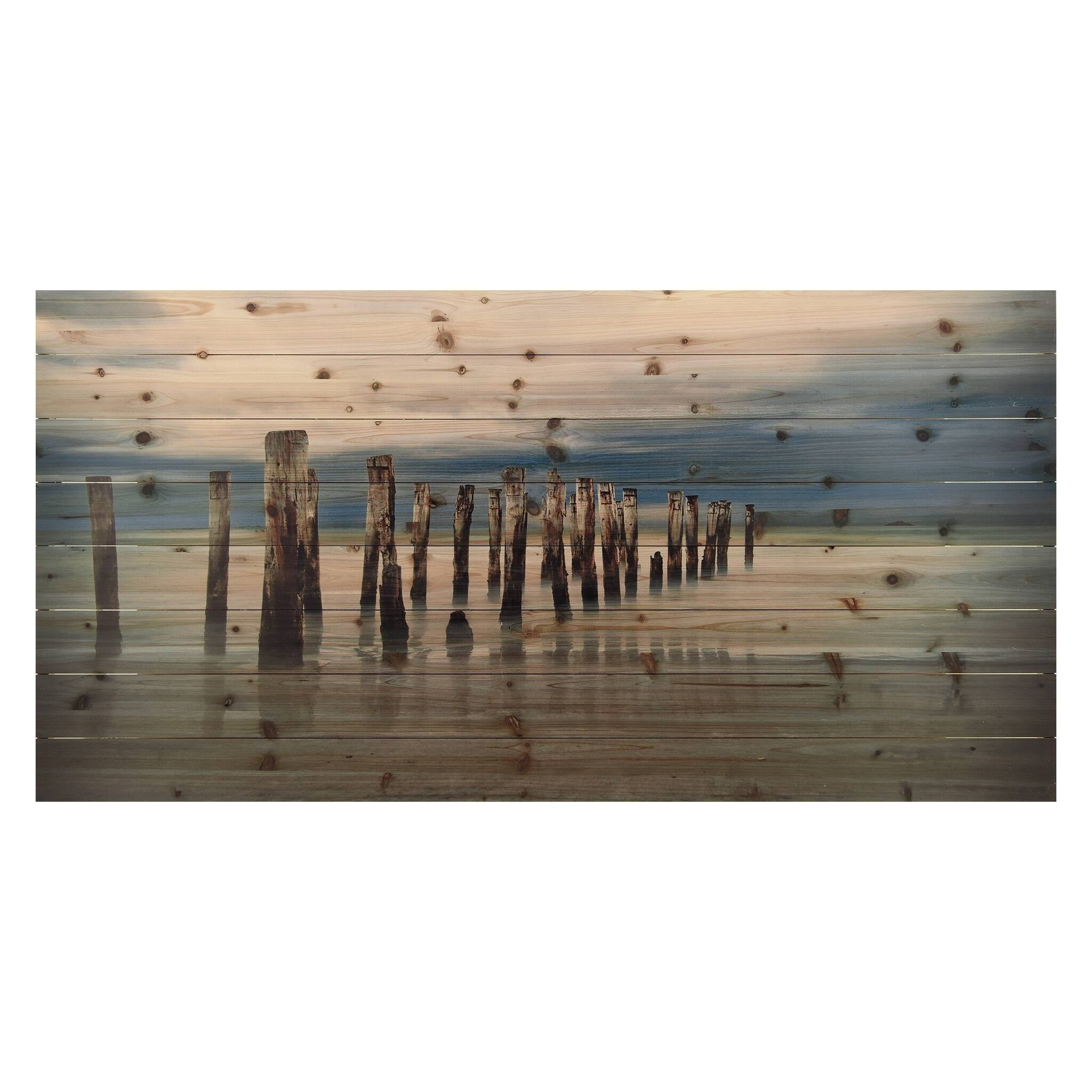 Low Tide Coastal Landscape Print on Solid Fir Wood