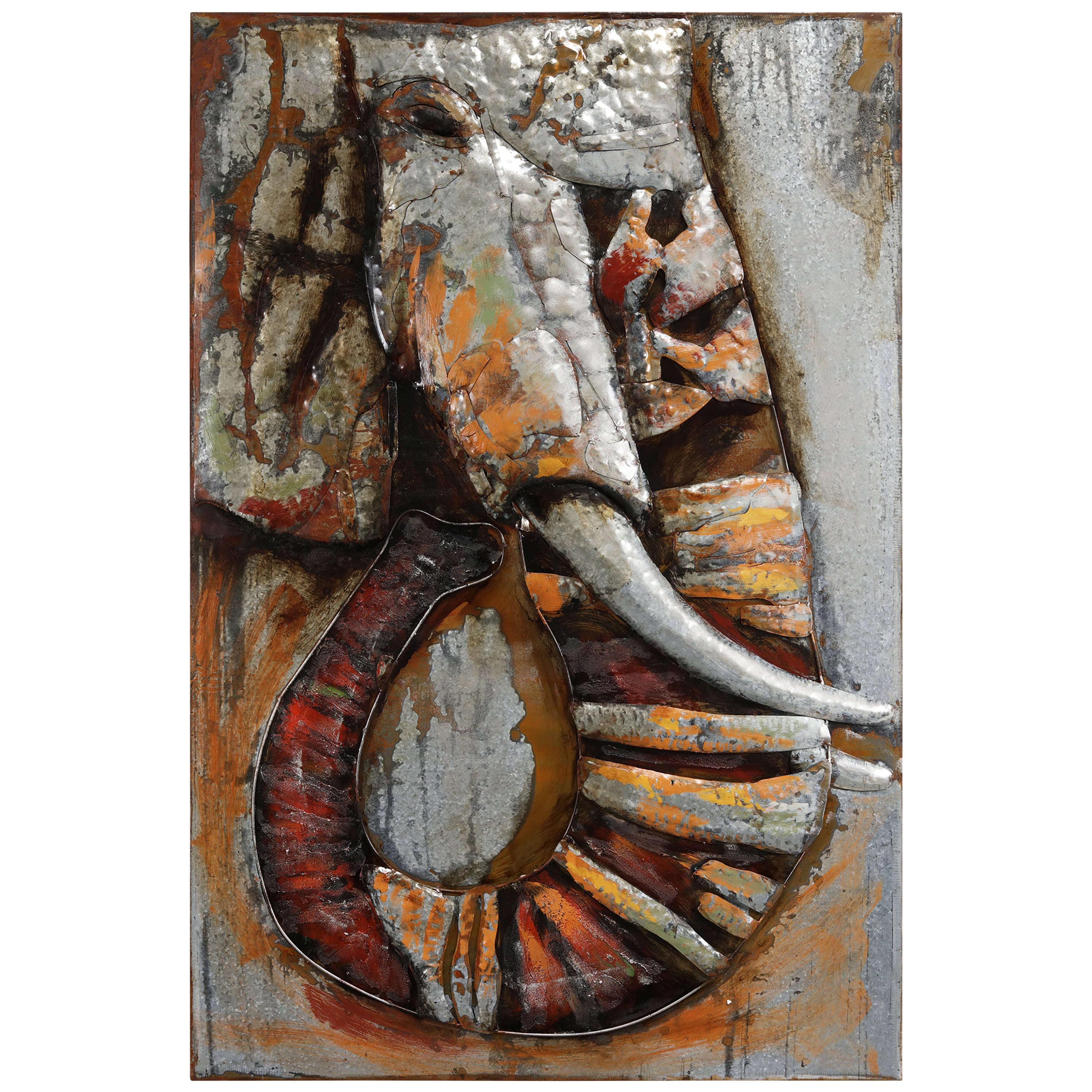 Empire Art Direct Elephant Hand Painted 3D Metal Wall Art, 60" x 40" x 2.8", Ready to Hang