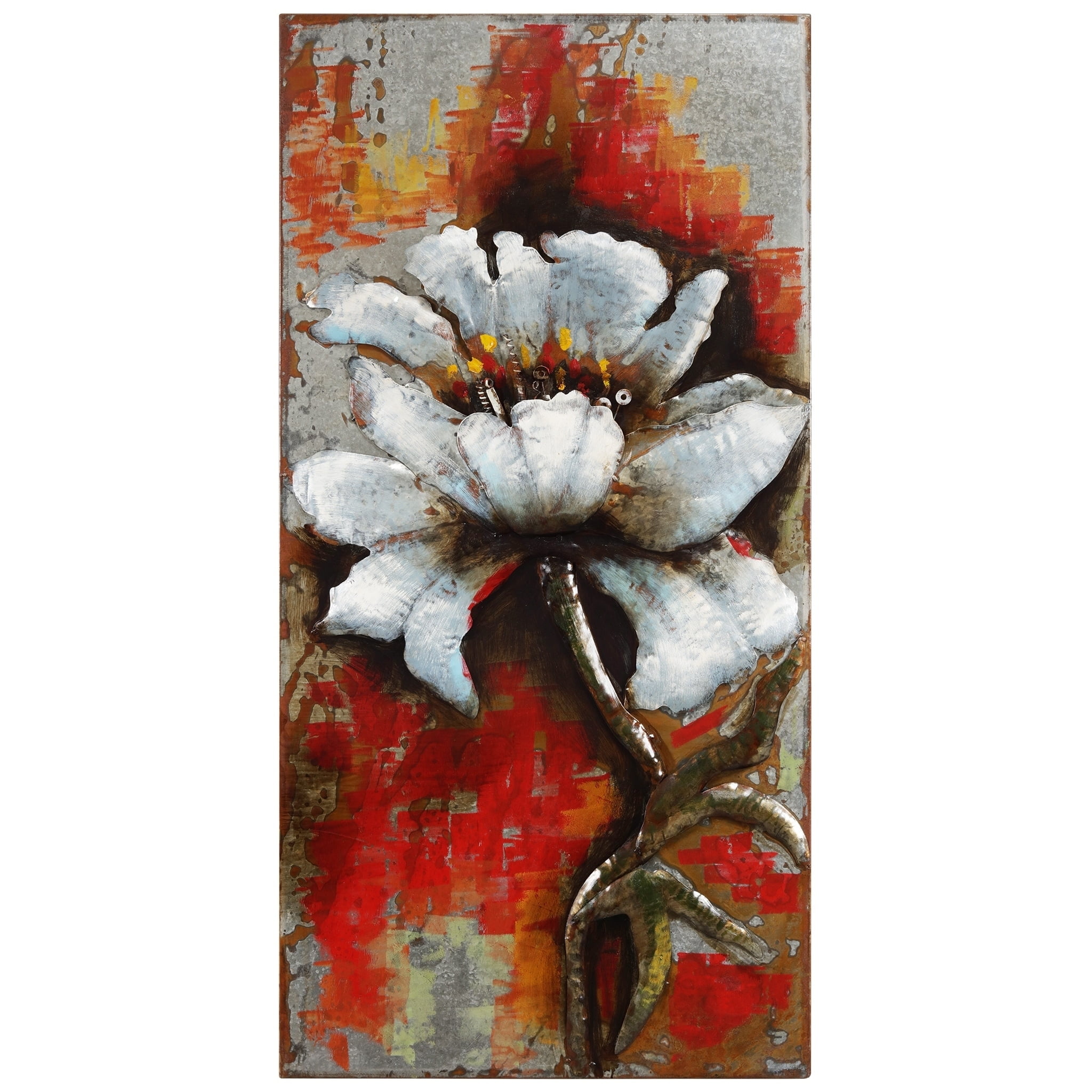 Hand Painted Iron Garden Rose Dimensional Wall Art