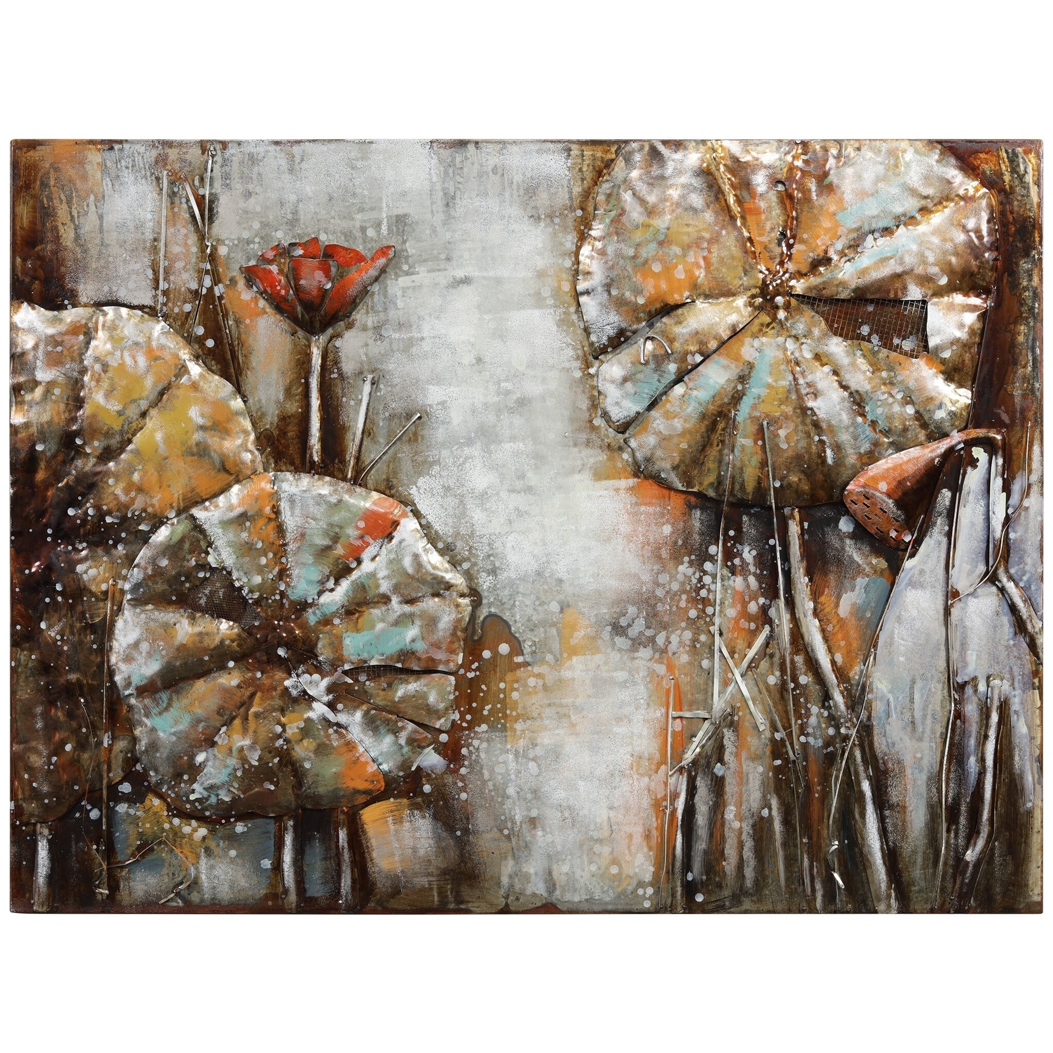 Primo 36" x 48" Mixed Media Iron Water Lily Pads Wall Sculpture