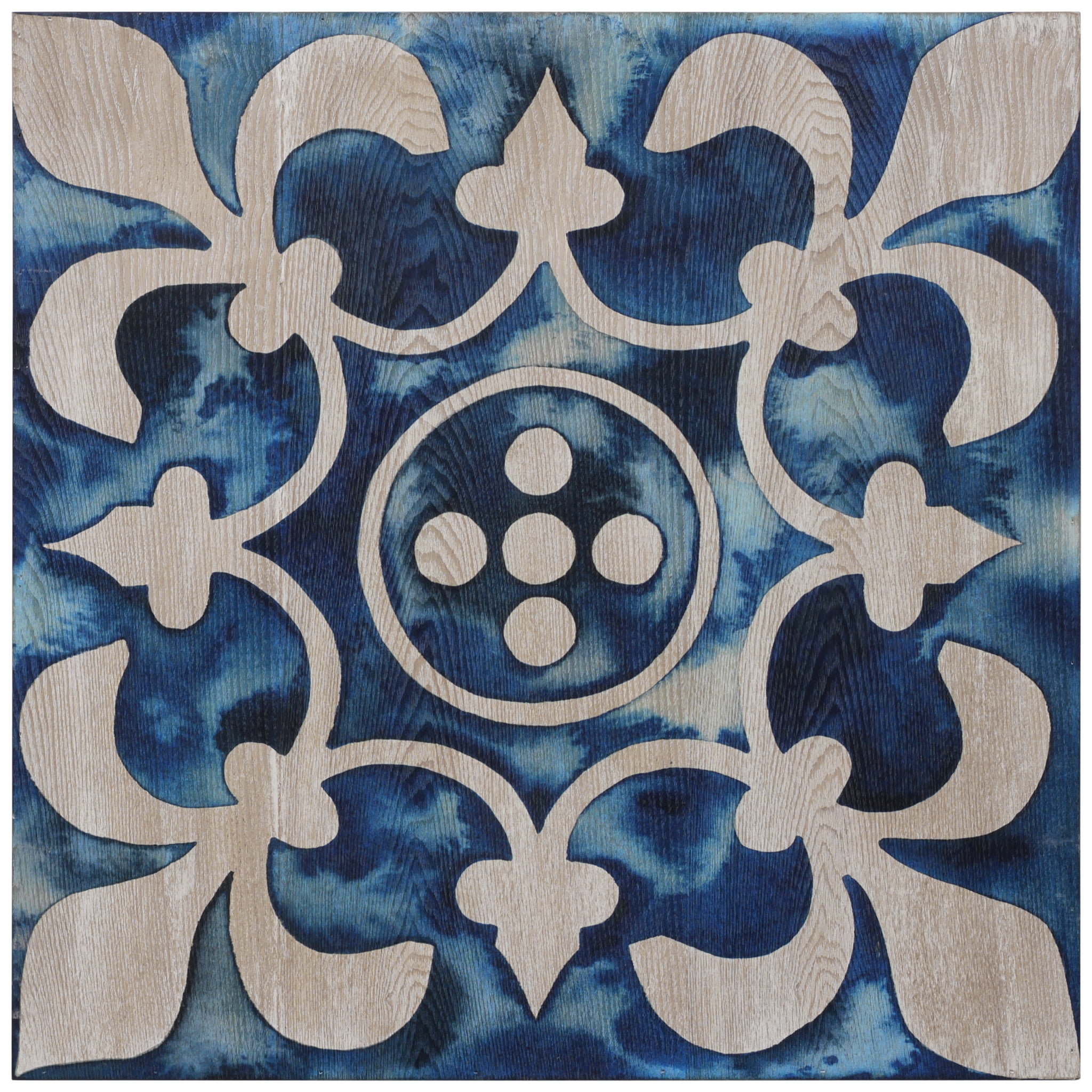 Cobalt Blue and Ash Wood Abstract Square Wall Art