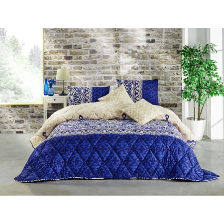 Empire Blue & Gold Geometric Cotton 9 Piece Bed in a Bag Comforter Set with Sheets