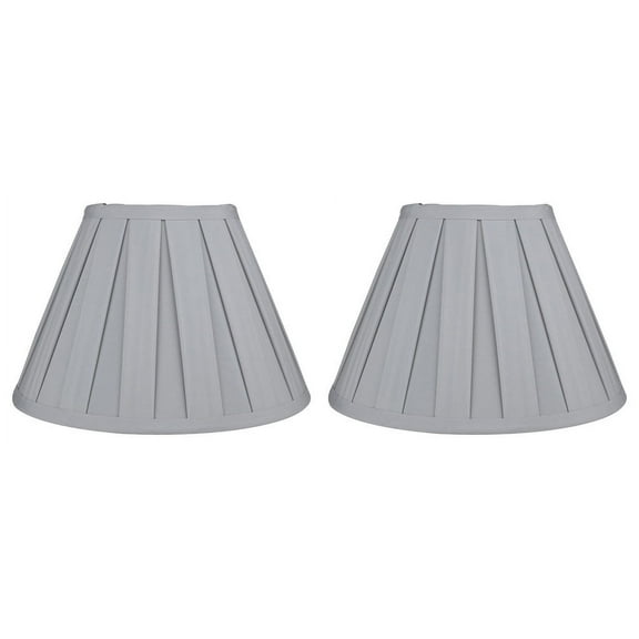 Empire Box Pleat Lamp Shade, 5"x10"x7", Light Gray, Set of 2