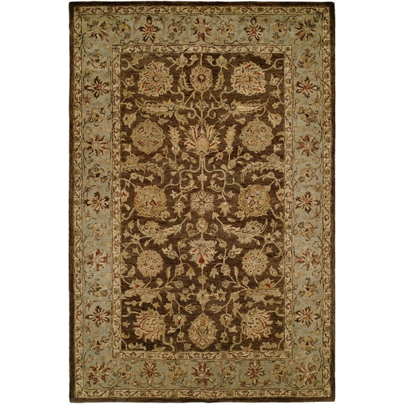 Empire Brown/Light Blue Hand-Tufted Wool Area Rug