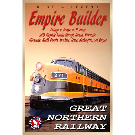 Empire Builder Great Northern Railway Retro Emd F7 Train Poster Home Decor Office Wall Art