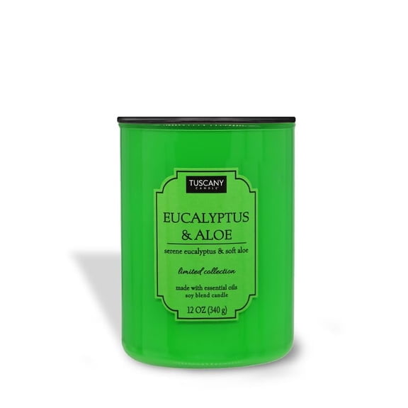 Tuscany Candle Eucalyptus & Aloe Scented Candle, 12 oz Colorsplash Collection