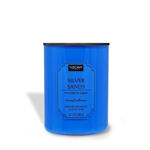 Tuscany Candle Silver Sands: Ocean Mist & Seagrass Scented Candle, 12 oz Colorsplash Collection