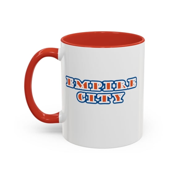 Glyph Emporium Empire City -- 11oz Ceramic Mug, Red Accent