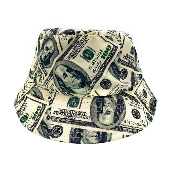 Empire Cove 100 Dollar Bill Money Reversible Bucket Hat Fisherman Cap Women Men Old